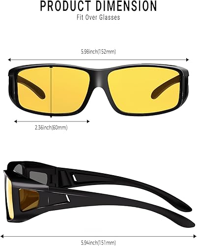 Miniatura 6 de Gafas de conducción nocturna para hombres y mujeres, ajuste sobre lentes de sol, antirreflejos, polarizadas, HD, visión nocturna