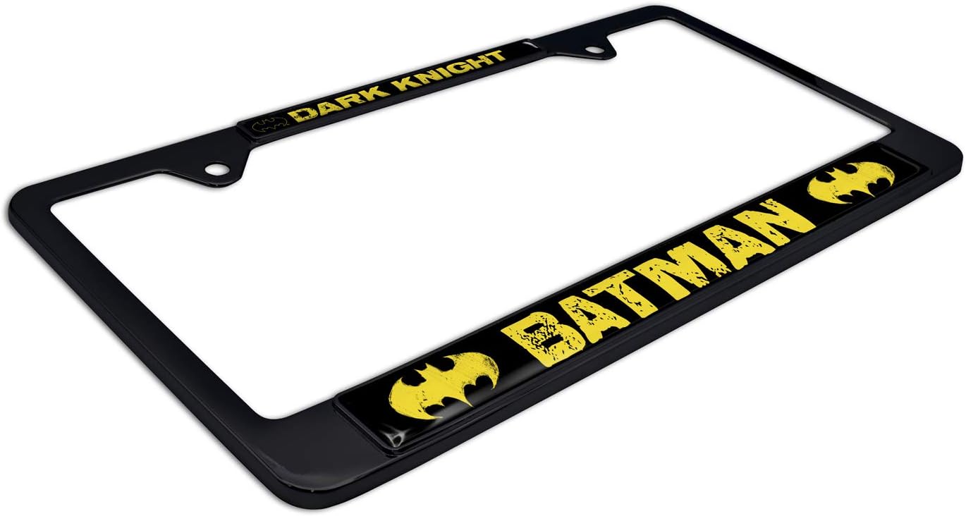 Elektroplate Officially Licensed - DC Comics Batman Dark Knight Black All-Metal Standard Size Superhero License Plate Frame Tag Holder for Cars/SUVs/Trucks Weather-Proof Automotive Accessory