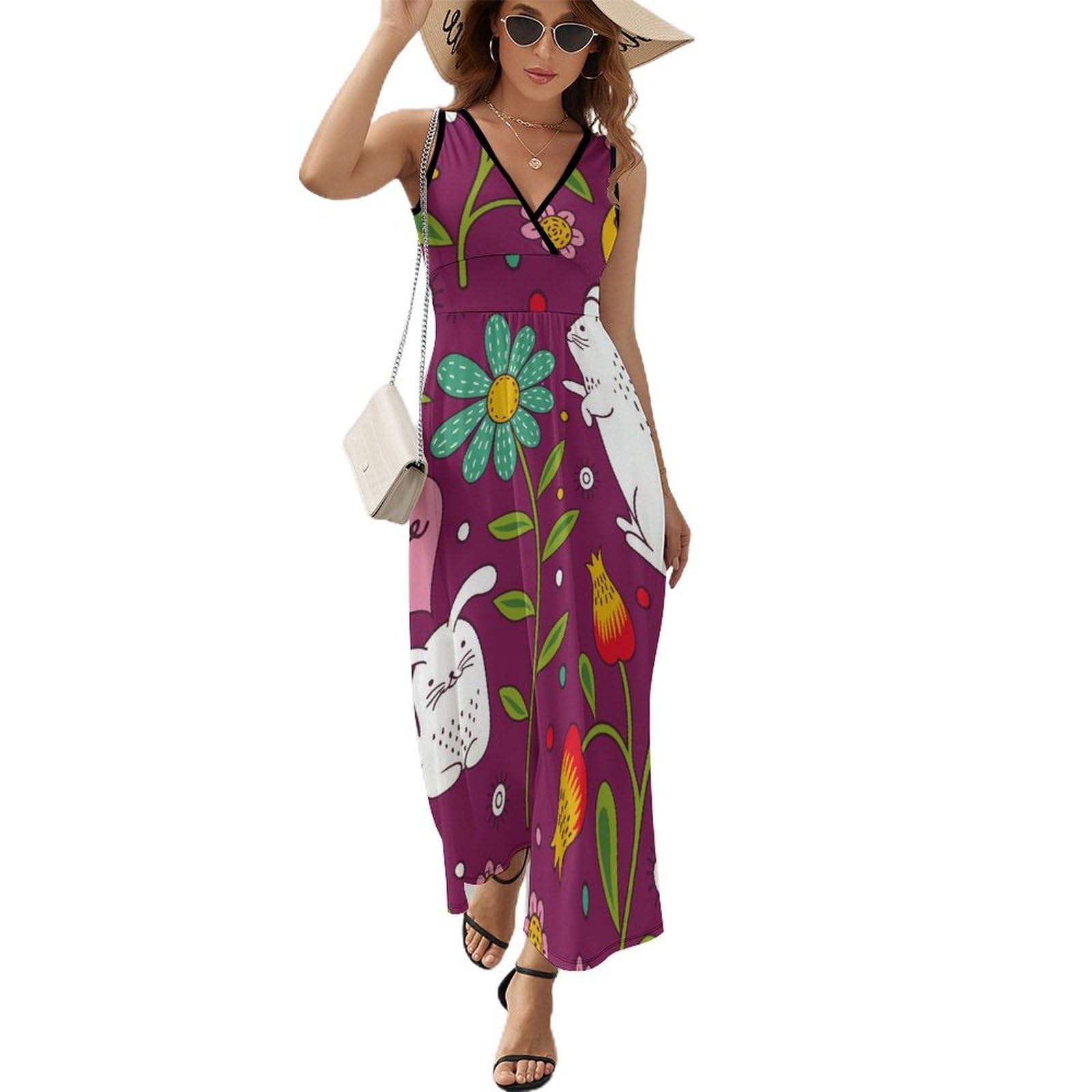 Robe longue d'été sans manches col V robe maxi décontractée chic pour femme active - 8