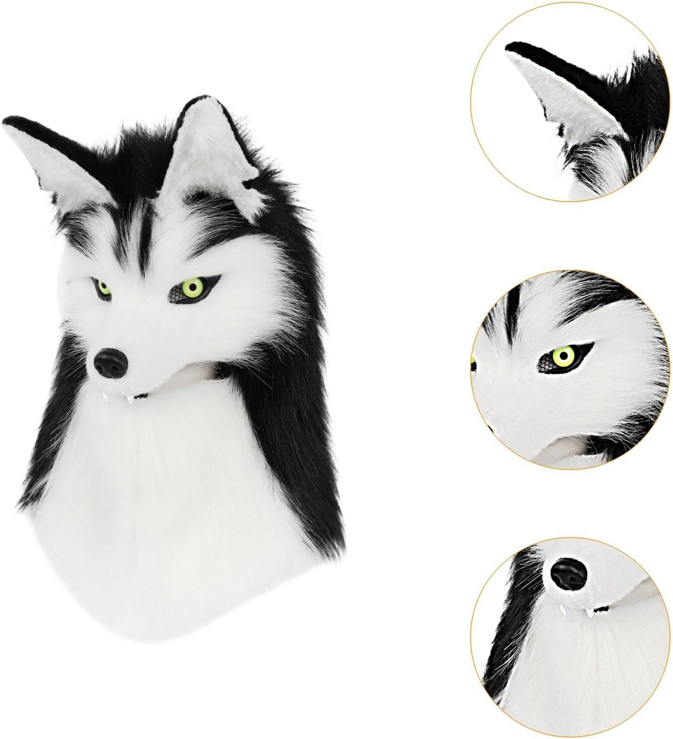 [Dickly] ハスキーウルフヘッドハット 動物ヘッドハット ぬいぐるみ 装飾 ソフトアクセサリーキャップ ロールプレイ ドレスア