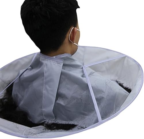 Miniatura 2 de Capa profesional de corte de cabello, diseño de paraguas, tamaño ajustable, fácil de limpiar, material de nailon para adultos y niños, Gris