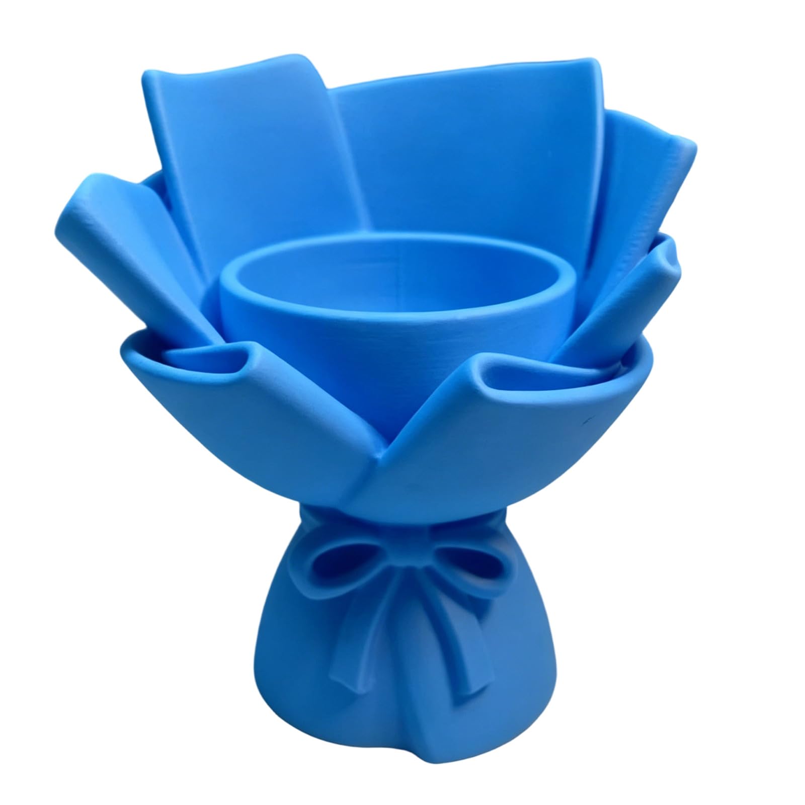 Oxxggkao Blue Romance Flower Bouquet Shaped Pencil Cup Holder With Wide Base Pots For Stable Desktop Storage And Decorations Published Arrangement Pen Owner Flower Container Pen Cup