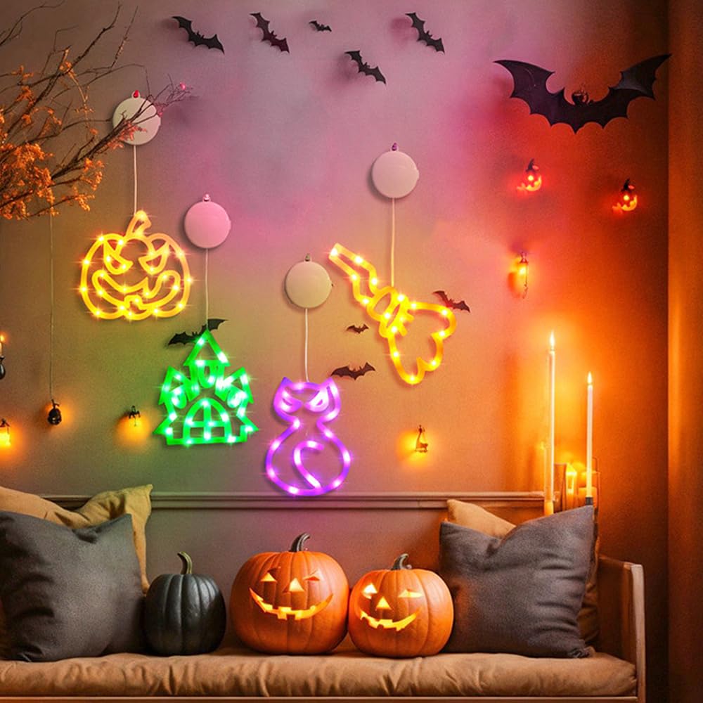 ACAREY Herbstdeko Fensterlichter - LED Ahornblätter Mit Saugnapf Batteriebetrieben