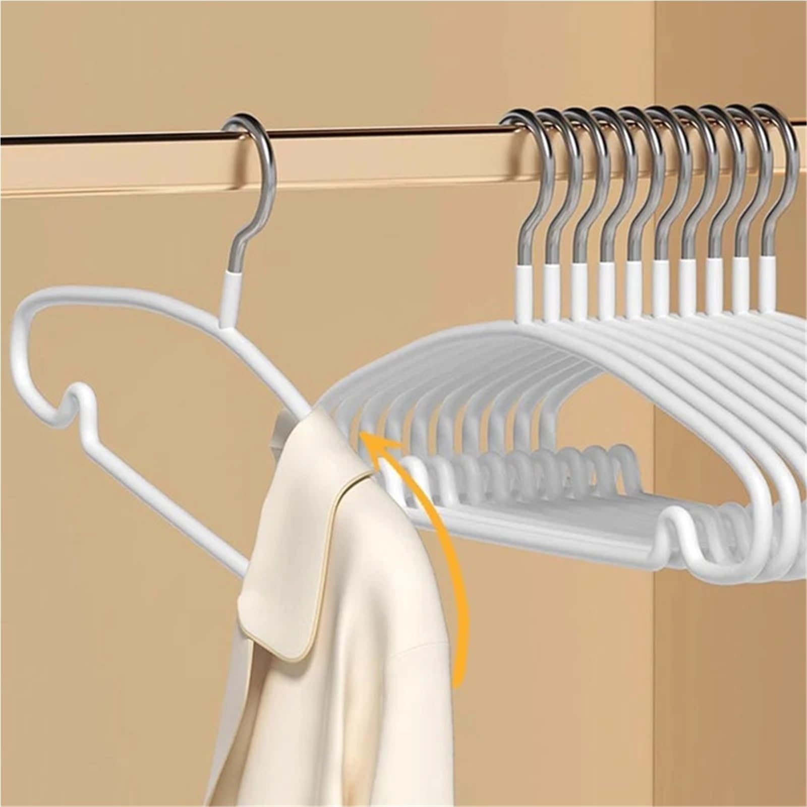 10 perchas de metal antideslizantes para ropa, sin rastro, gruesas, para trajes, abrigos, camisas, pantalones, perchas con perchas redondas (gris)