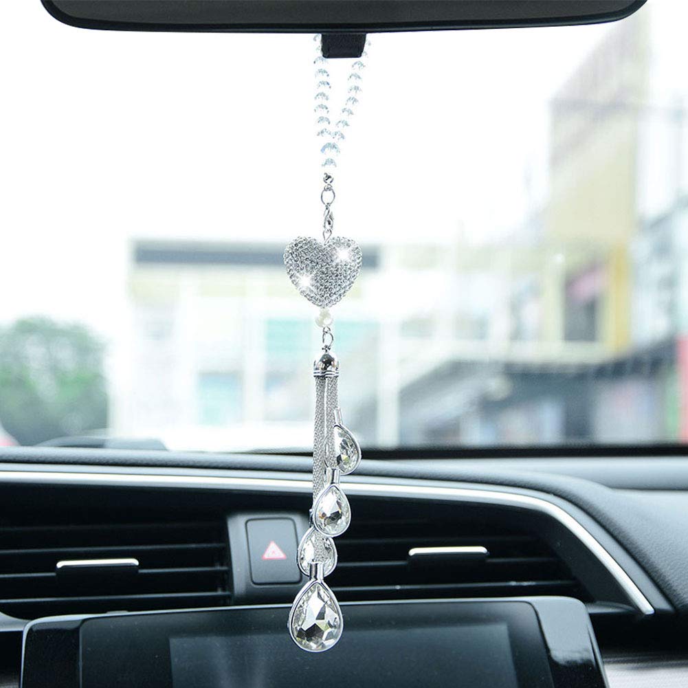 JNNJ Specchietto Retrovisore per Auto con Diamond Strass Bling, Retrovisore Decorazione Copertura per Veicolo Universale, Glitterato Auto Accessori Decorativa Interni per Donna Ragazze(Rosa