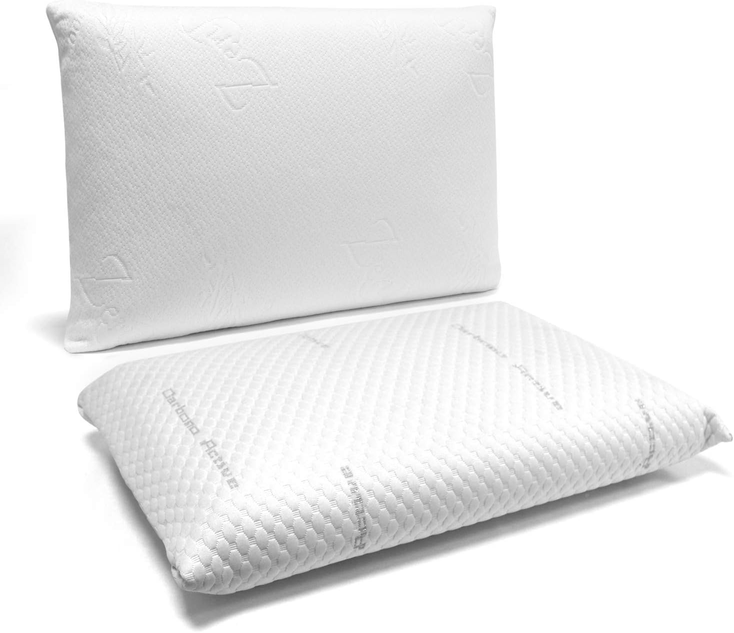 Zenpur Pillows 2 Pack (1 Organic Bamboo Fibre Memory Foam Pillow 100% Visco-Elastic Enriched with Soybean Oil + 1 Premium Neck Anti-Sweat Memory Foam Pillow 100% Visco-Elastic Memory Foam with Activated Carbon) 60 x 40 cm