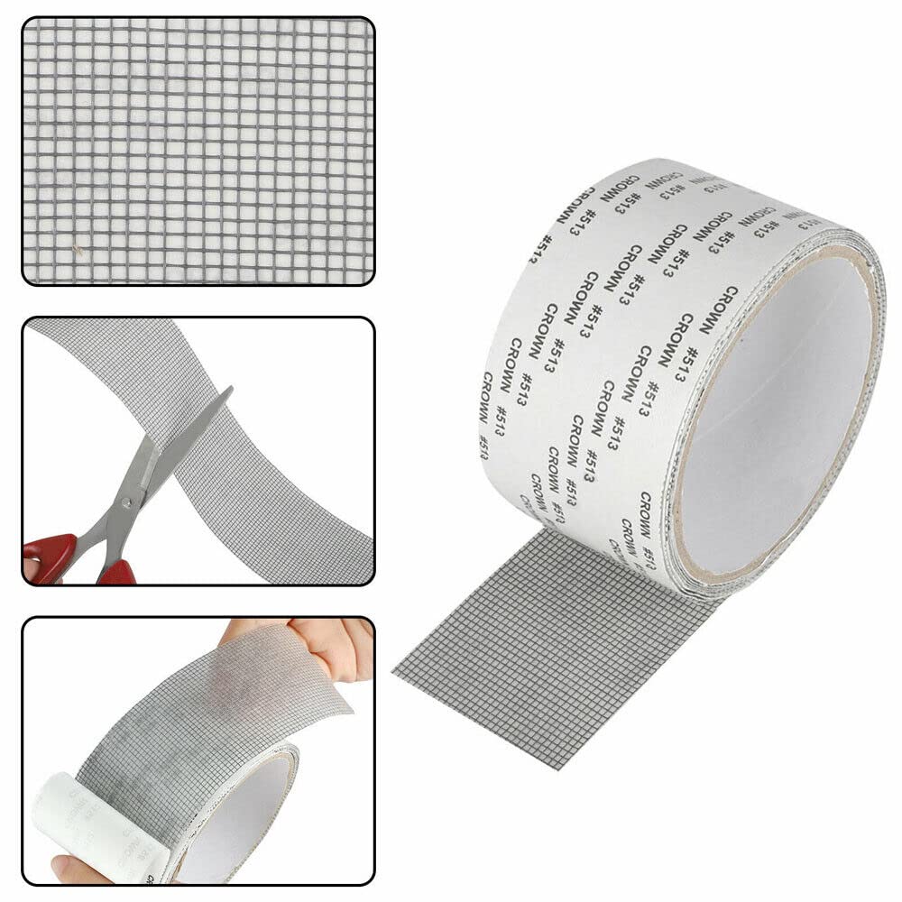 FYCAN Strong Adhesive Waterproof Fiberglass Window Screen Repair Tape Covering Wire Mesh Tape Door Window Screen Repair Patch Window Screen for Repair Holes Tears 2