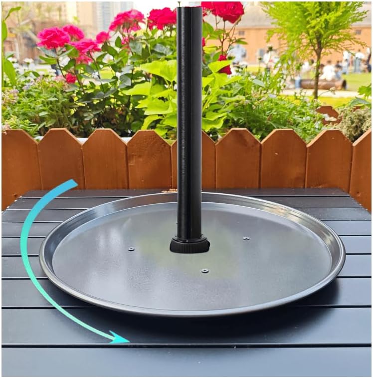 Outdoor Lazy Susan with Umbrella Hole,Patio Table Tray No Rust,Lazy Susan for Umbrella Table Waterproof,Universal for Shade Tables with Umbrella Holes(Metal,13 in)