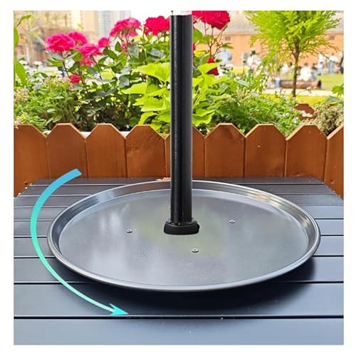 SARANICE Outdoor Lazy Susan with Umbrella Hole,Patio Table Tray No Rust,Lazy Susan for Umbrella Table Waterproof,Universal for Shade Tables with Umbrella Holes(Metal,13 in)