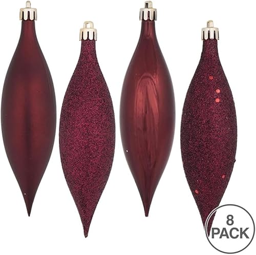 Miniatura 3 de Vickerman Adornos navideños de 4 acabados en rojo burdeos (juego de 8)