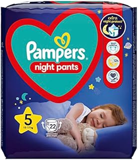 Pampers Night Pants Pieluchomajtki Rozmiar 5 (12-17kg), 22 Pieluszek, Nocne Pieluchy Zapewniają Ochronę przez Całą Noc
