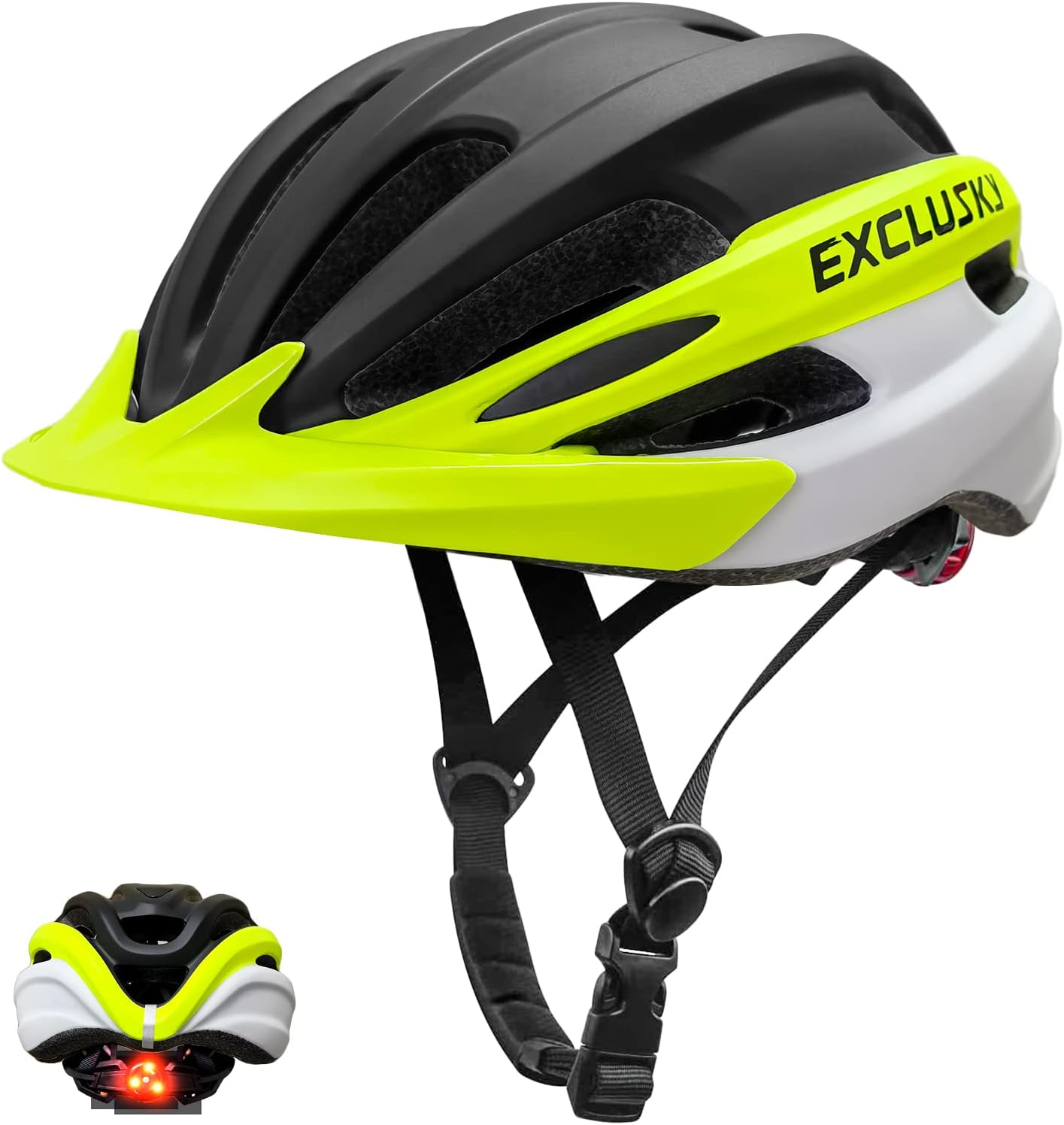 Bike Helmet Exclusky Bicycle Helmet with LED Light Adult Cycle Helmet Detachable Visor