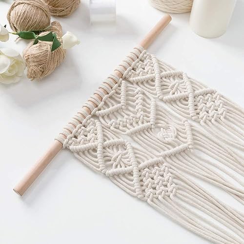 Miniatura 4 de Colgador de macramé para plantas con clavija de madera, cesta de tres niveles para colgar en la pared para interiores y exteriores, soporte para