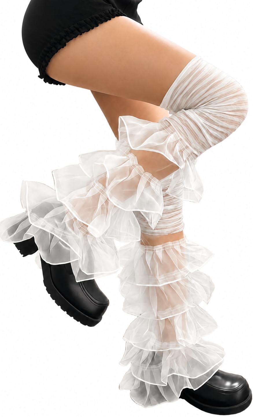 Girl's Y2k Kawaii Leg Warmers Cute Lace Mesh Harajuku Gothic Lolita Clothes Dress Long Slouch Socks Stockings Tights Women
