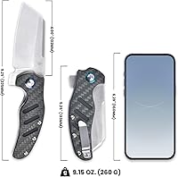 Vista 6 de Cuchillo de bolsillo Kizer C01c (XL) Sheepdog, cuchillo plegable con hoja Sheepsfoot de 154 cm y mango G10 de fibra de carbono gris, cuchillos