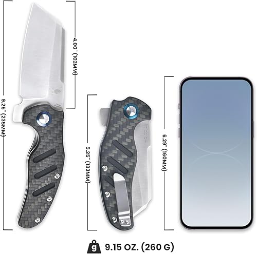 Miniatura 6 de Kizer Knives Sheepdog XL C01C Cuchillo con clip G10 y asas de fibra de carbono Material EDC Cuchillo plegable V5488C3