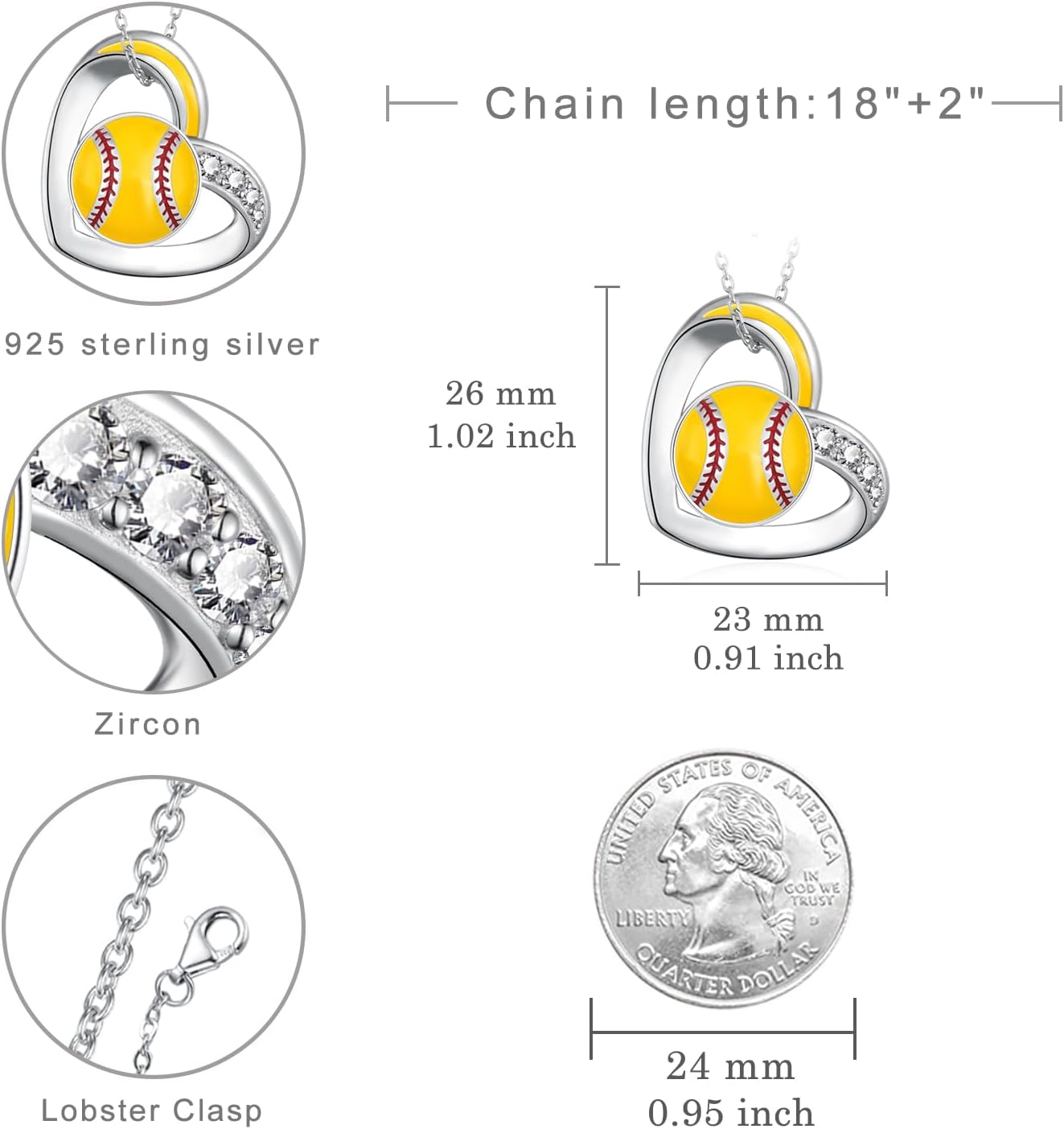 Volleyball/Tennis Racket/Baseball/Golf/Soccer/Football/Softball/Basketball/Hockey/Pickleball/Bowling/Lacrosse Necklace 925 Sterling Sliver Sport Necklace for Women Sport Jewelry Gifts - Image 4