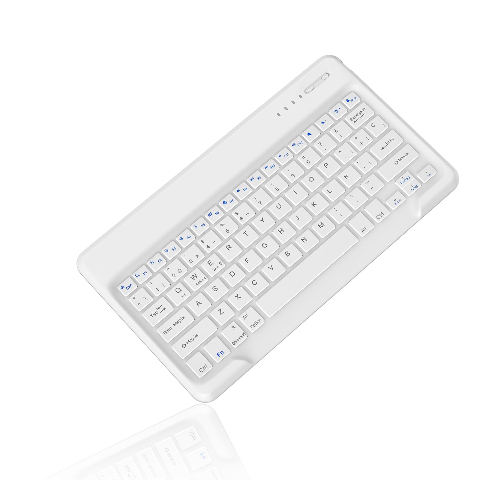 IVEOPPE Teclado con Bluetooth Inalámbrico，Teclado Español Ñ Bluetooth Inalámbrico Súper Delgado de para iPad, iPad Pro, iPad Air, Tableta Android/Samsung/Huawei/Xiaomi/para Lenovo, Blanco