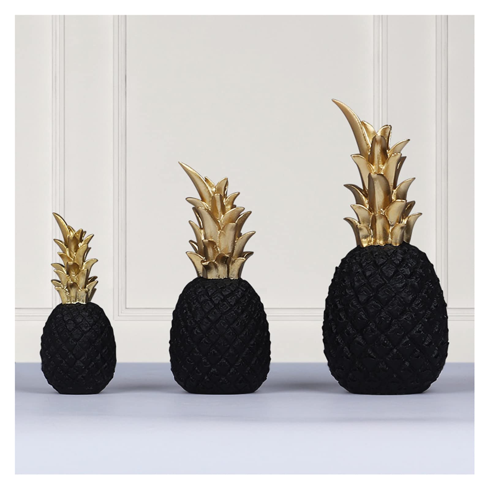 Ananas Statue deko schwarz, Modern Zimmer Deko skulpturen, Sideboard Wohnzimmer, fensterbank deko skulptur, Geschenk, Kristall,Set