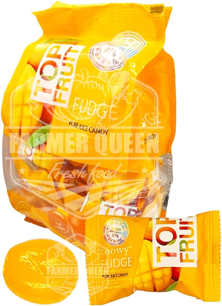 Top Fruit Mango Jelly 320g / 11.3 oz. Snack, Soft Chewy Bites, Intense Mango Aroma & Real Fruit Taste, Individually Wrapped Candy