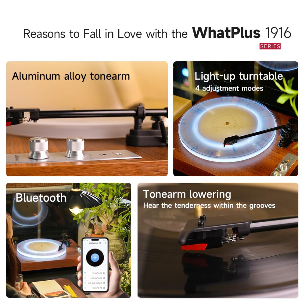 Giradischi Bluetooth con altoparlanti e piatto illuminato | Design vintage in legno con uscita RCA e ingresso da 3,5 mm, ideale per l'ascolto domestico e l'arredamento.