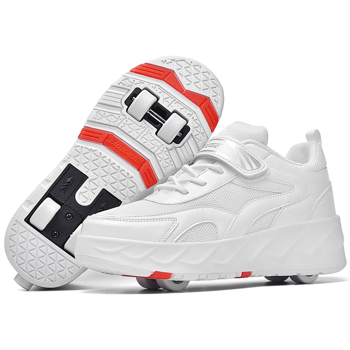 Chaussures à roulettes Fille Et Garçon Patins de Skate à roulettes Sneakers Roller 2 en 1 Chaussures de Skateboard Baskets avec Roues Outdoor Patins à roulettes Enfants (BZX-T11, 36EU)