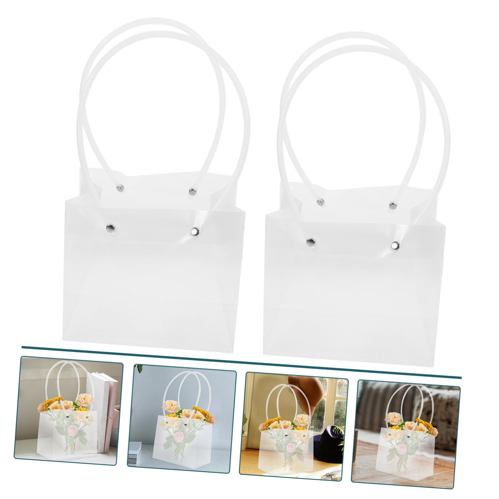 Ipetboom 2 Set Borsa Di Fiori Sacchetti Per Fiori Sacchetto Trasparente Shopper in Carta Con Manici Borse Della Spesa Borsa Bouquet Con Manico Sacchetti Per Confezioni 10 Pezzi * 2