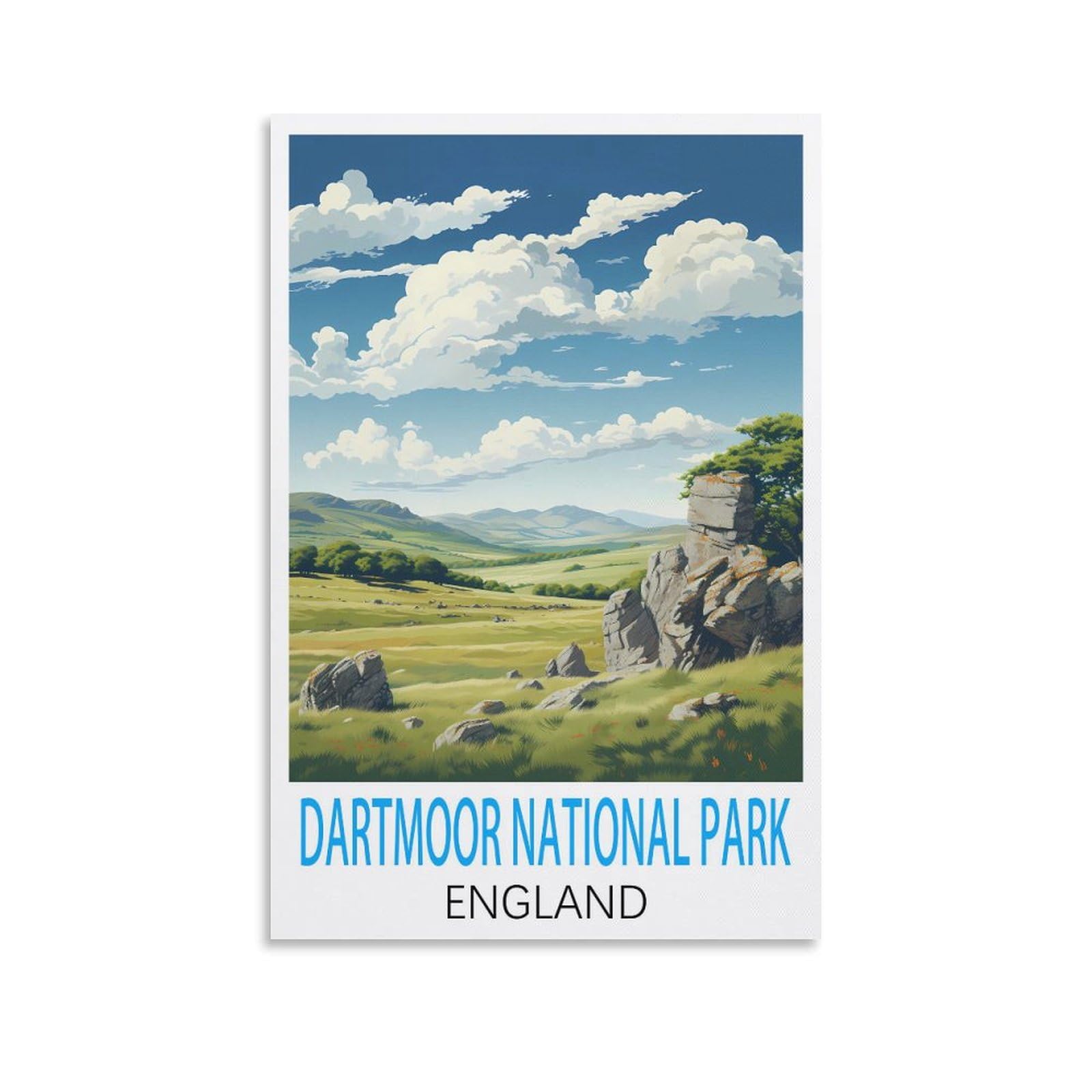 Hsayyiii Unframe-Style Dartmoor National Park England Vintage Travel Posters 24X36inch(60X90cm) Canvas Art Poster And Wall Art Picture Print Bedroom Decor