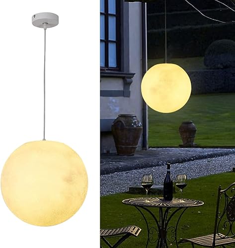 Lámpara colgante de techo de luna, planeta creativo, luna, nórdico, lámpara colgante moderna, impermeable, de resina para exteriores, porche,