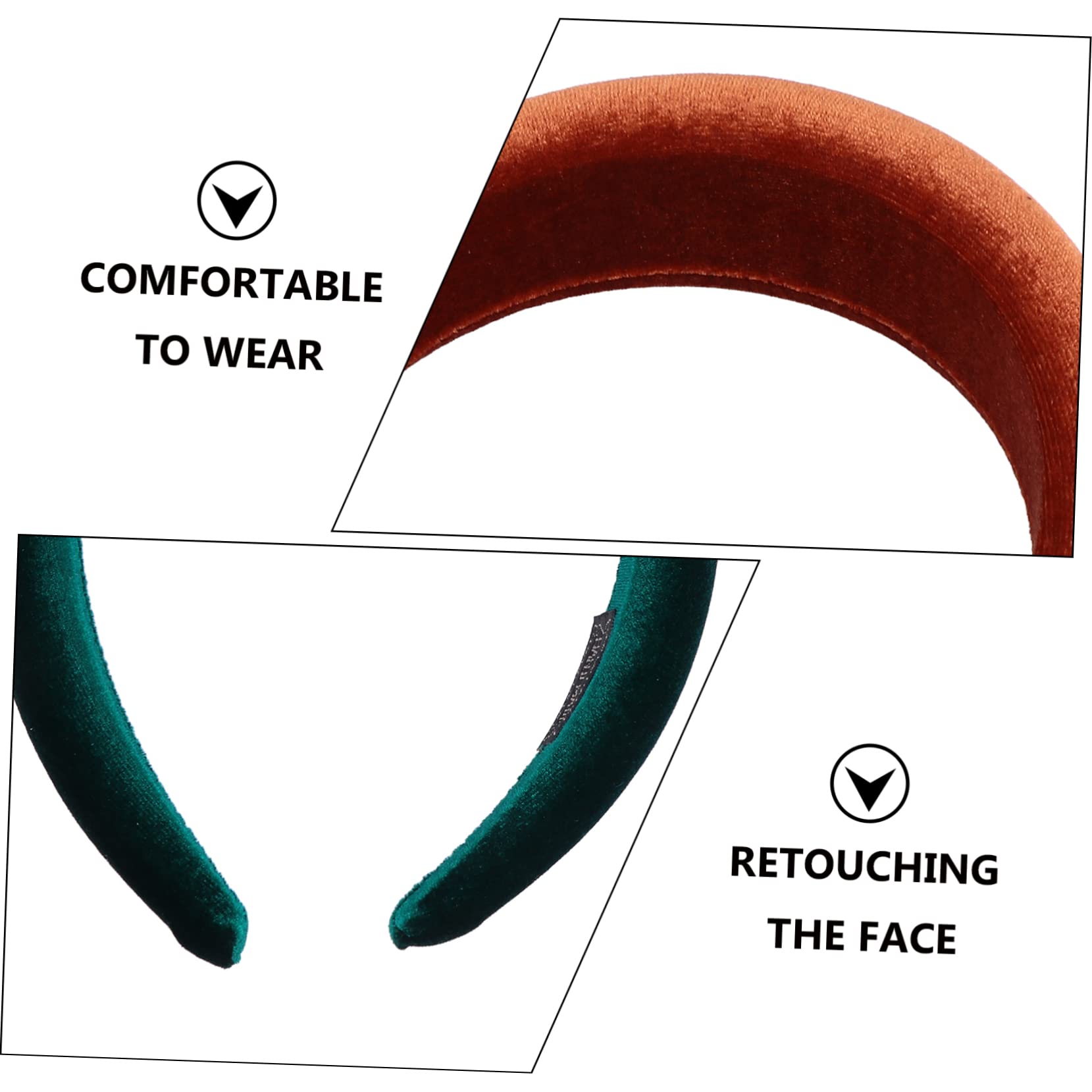 FRCOLOR 2 Juegos de Diademas Acolchadas de Terciopelo para Mujer Banda Ancha para El Cabello Accesorios para El Cabello Abultados Diadema de Moda 6 Piezas