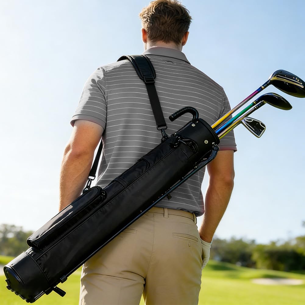 Borsa da golf da uomo: leggera 2,2 lbs, 3 tasche, supporto stabile e tracolla, ideale per Driving Range e corsi