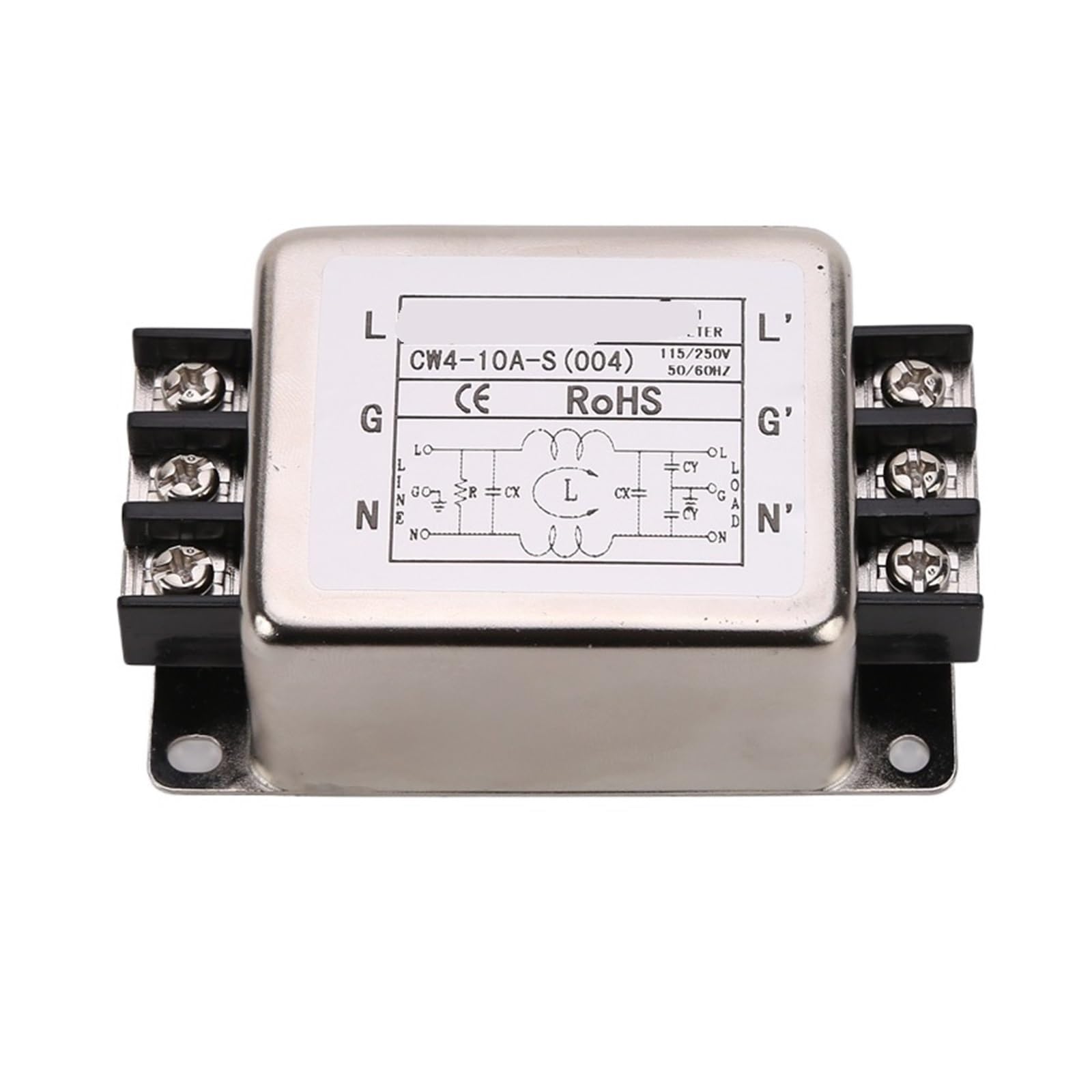 Filtre alimentation monophasé CW4-10A-S 004 secteur 220V 10A