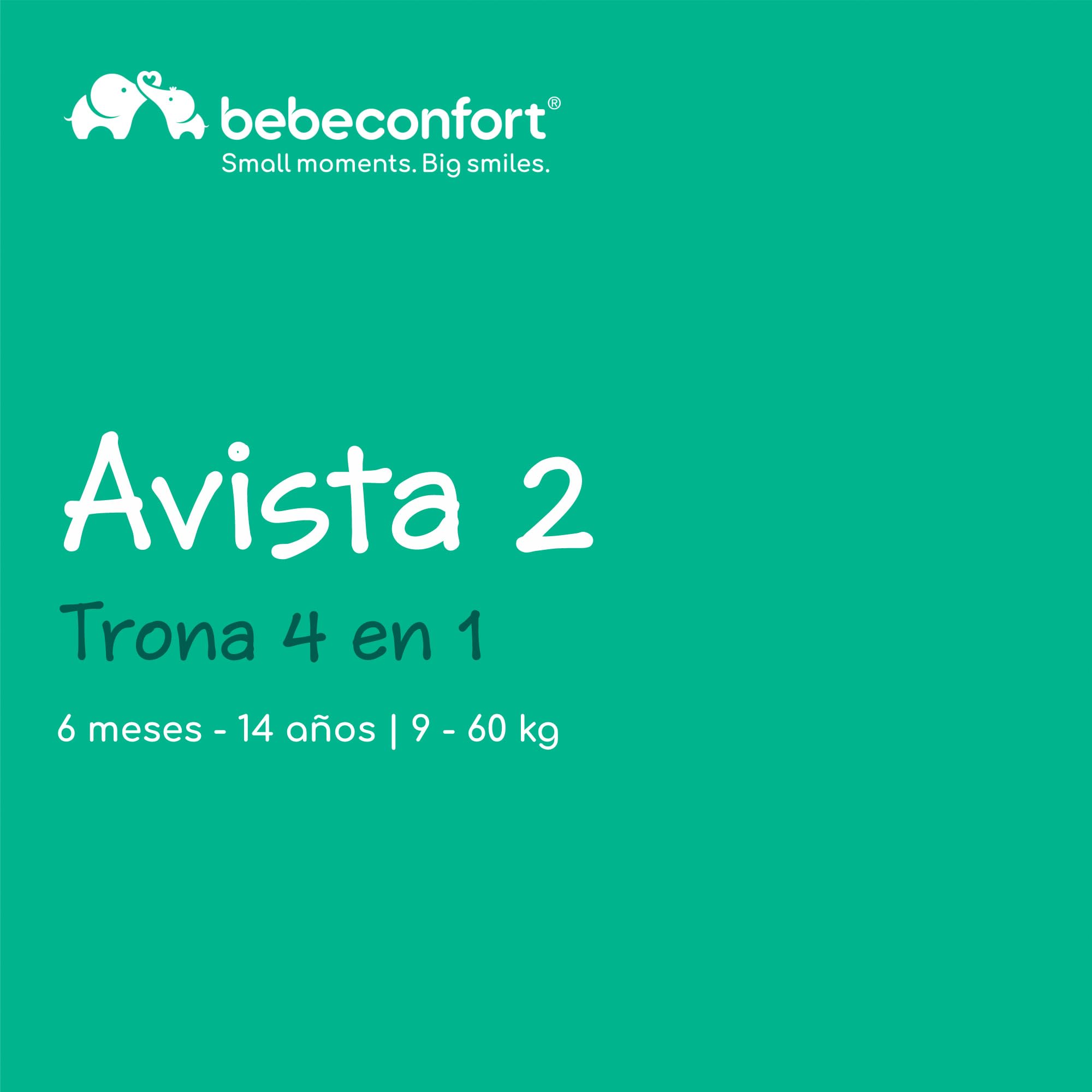 Bebeconfort Avista 2, Trona 4 en 1, Trona de Bebé Evolutiva, Asiento Elevador, Silla para Niño Pequeño, de 6 meses a 14 años (de 9 a 60 kg), Cojines Acolchados, Bandeja Ajustable, Tinted Grey
