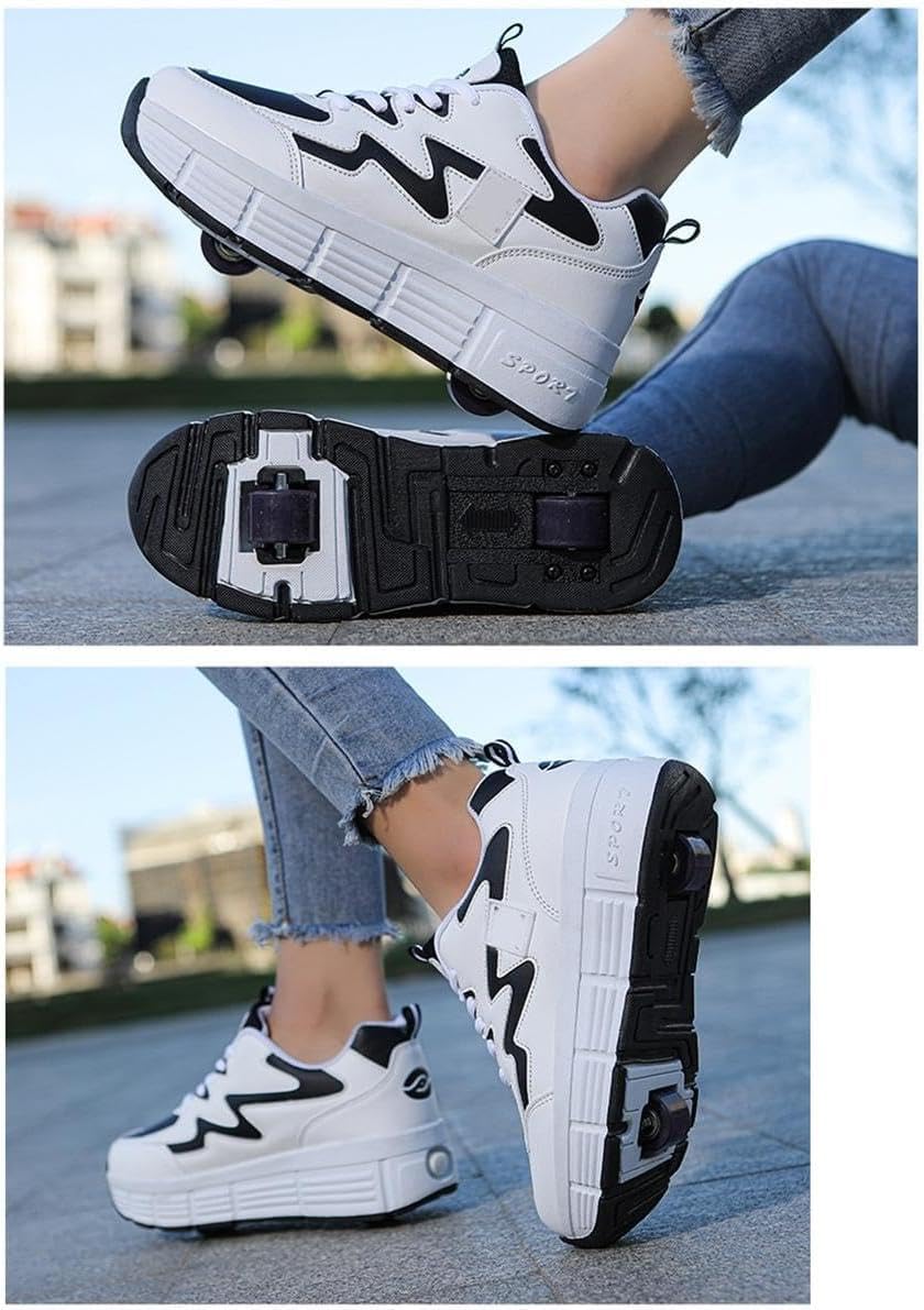 Chaussures à roulettes 2 en 1 pour enfants et adultes, patins à roulettes multifonctions