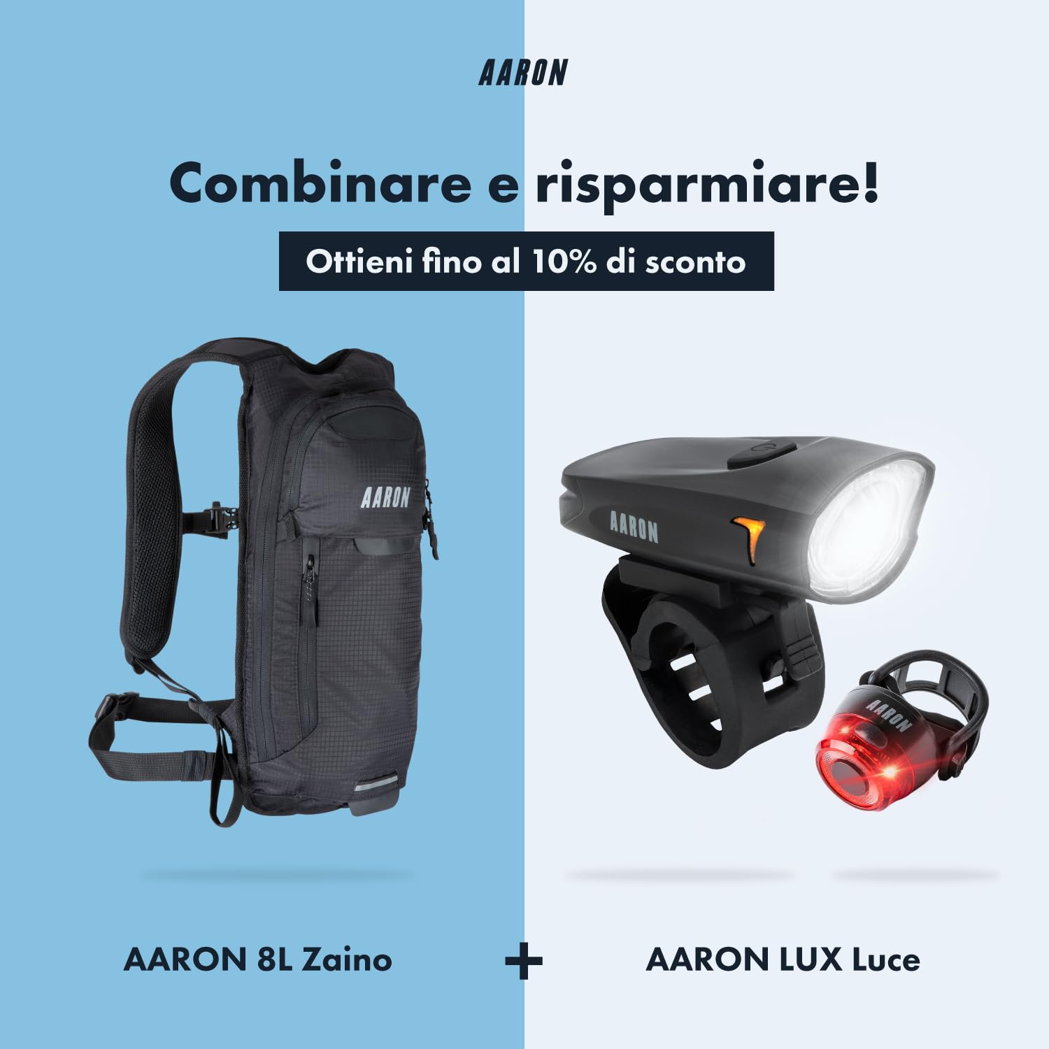 AARON Zaino da bicicletta e da trekking, 8 l o 25 l, per mountain bike, impermeabile, con parapioggia, piccolo per uomo e donna
