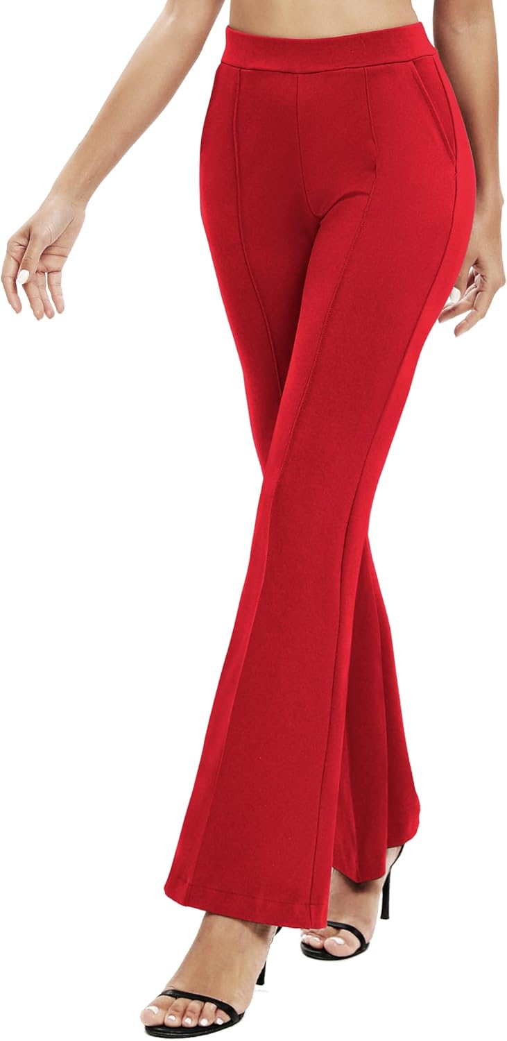 EXCHIC Women's Flare Dress Pants Stretchy Work Pants High Waist Business Office Casual Slacks with Pockets - Image 4