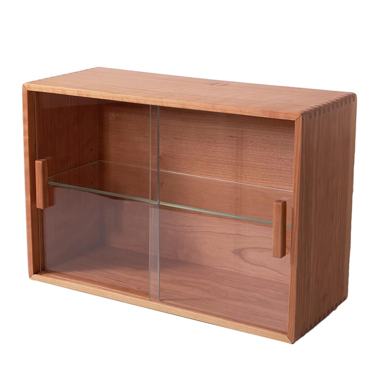 Wooden Display Cabinet,Kitchen Pantry 19 inch Black Walnut Sideboard with Glass Doors, Coffee Wine Bar Cupboard Food for Living Room and Dinning(Natural)