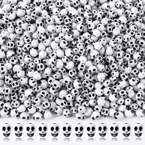 Augshy 700Pcs Halloween Skull Beads for Jewelry Making Bracelets 8x10mm