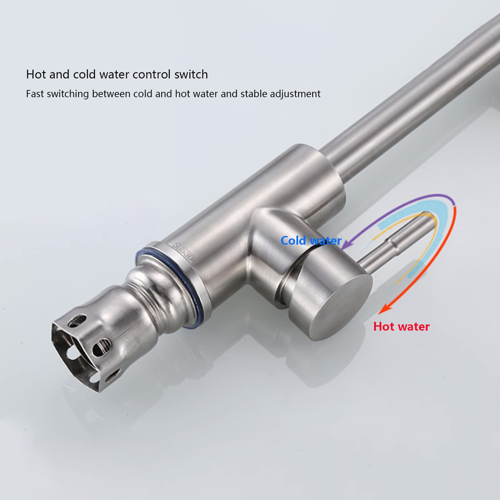 Rubinetto per riempimento pentole, Montaggio su Piano, Rubinetto da Cucina, Doppio Giunto, Girevole, Pieghevole, Acciaio Inox 304, Maniglia Singola, Foro Singolo, Miscelatore, dopp