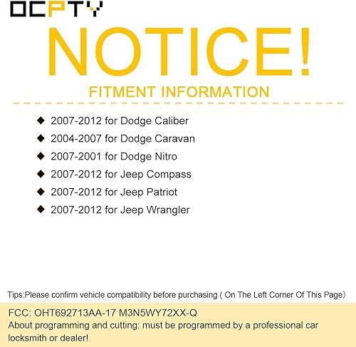 Miniatura 2 de OCPTY Carcasa de repuesto para Chrysler para Dodge para Jeep 3 Botones