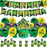 Green Hero Birthday Decoration,Green Hero Party Decorations Include Banner,Cake Toppers and Ballons for Hero Birthday Supplies