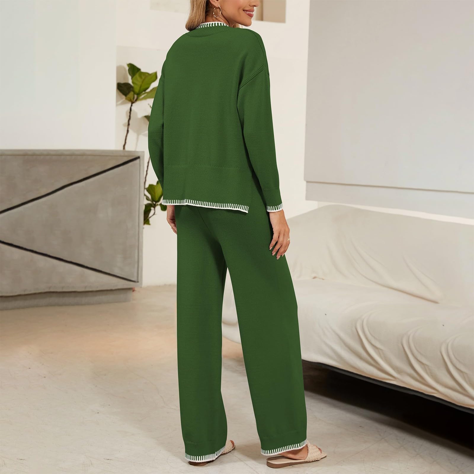 Pijama largo para mujer, pijama para mujer, traje de casa de invierno, camisón acogedor, juego de pijamas de algodón, elegante, ropa de dormir con cuello en V, bata de casa, pijama a juego
