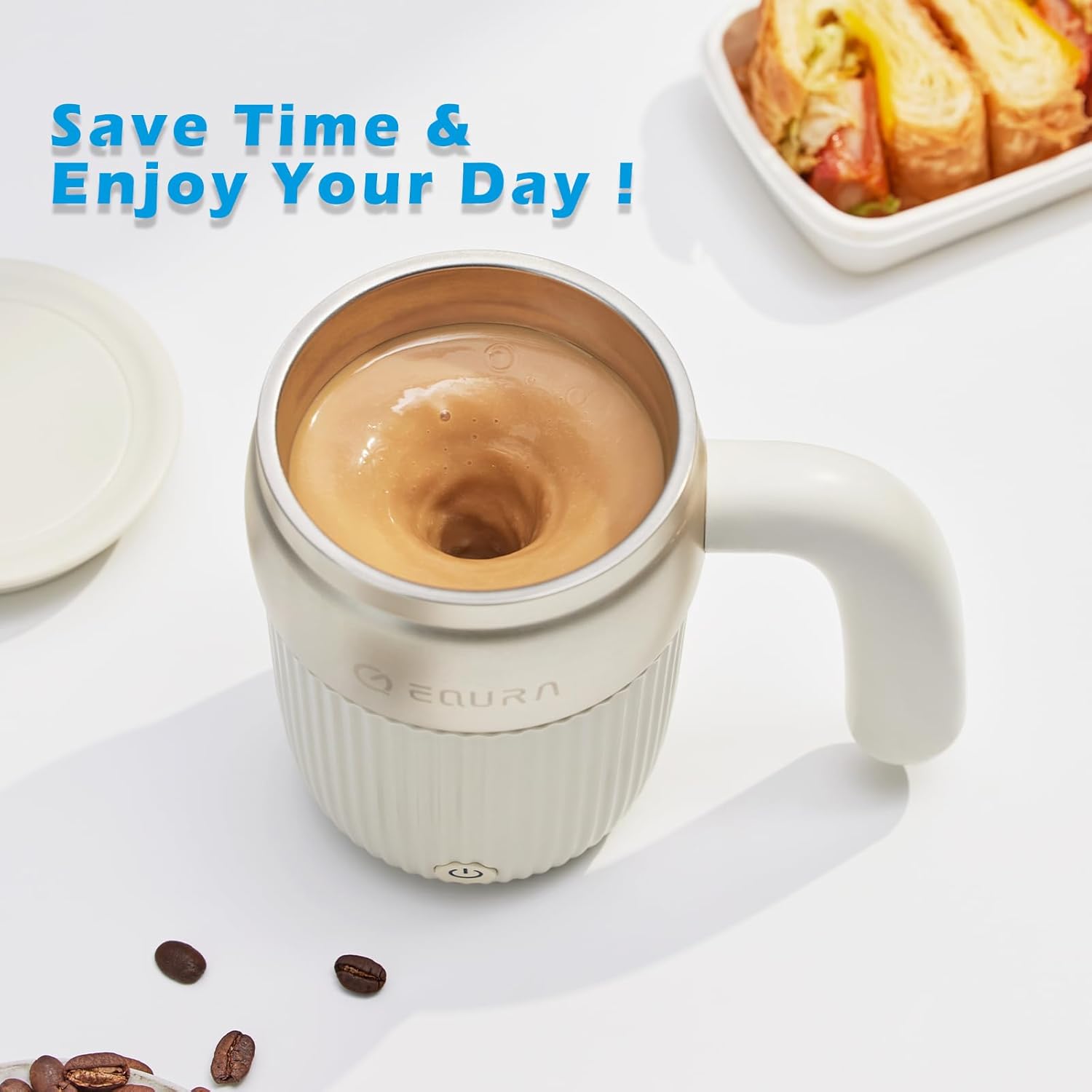 Electric Mixing Mug - Rechargeable Self Stirring Coffee Mug Magnetic Auto Stirring Stainless Steel Cup For Office/Kitchen/Travel/Home Coffee/Hot Chocolate/Milk- 14.5oz/450ml(Black) - Image 2