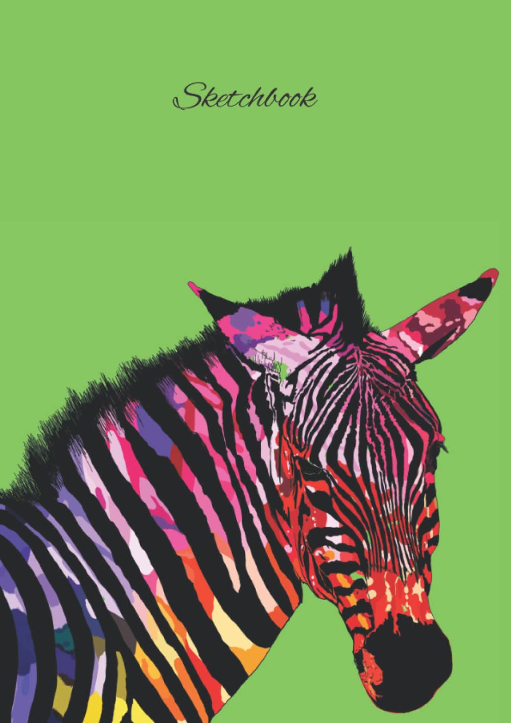 A4 Double Zebra - Apple Green - Sketchbook 140 pages: Blank paper 210mm x 297mm, high quality matte paperback cover by Elizabeth Banks