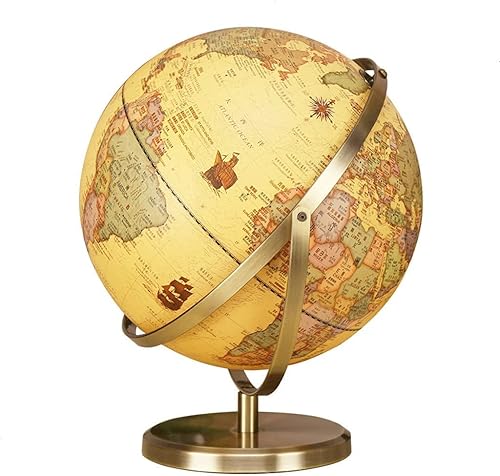 Miniatura 6 de Globo Terráqueo - Globo terráqueo iluminado con soporte de metal dorado de 12.5 pulgadas de diámetro, decorativo, estilo océano, globo geográfico