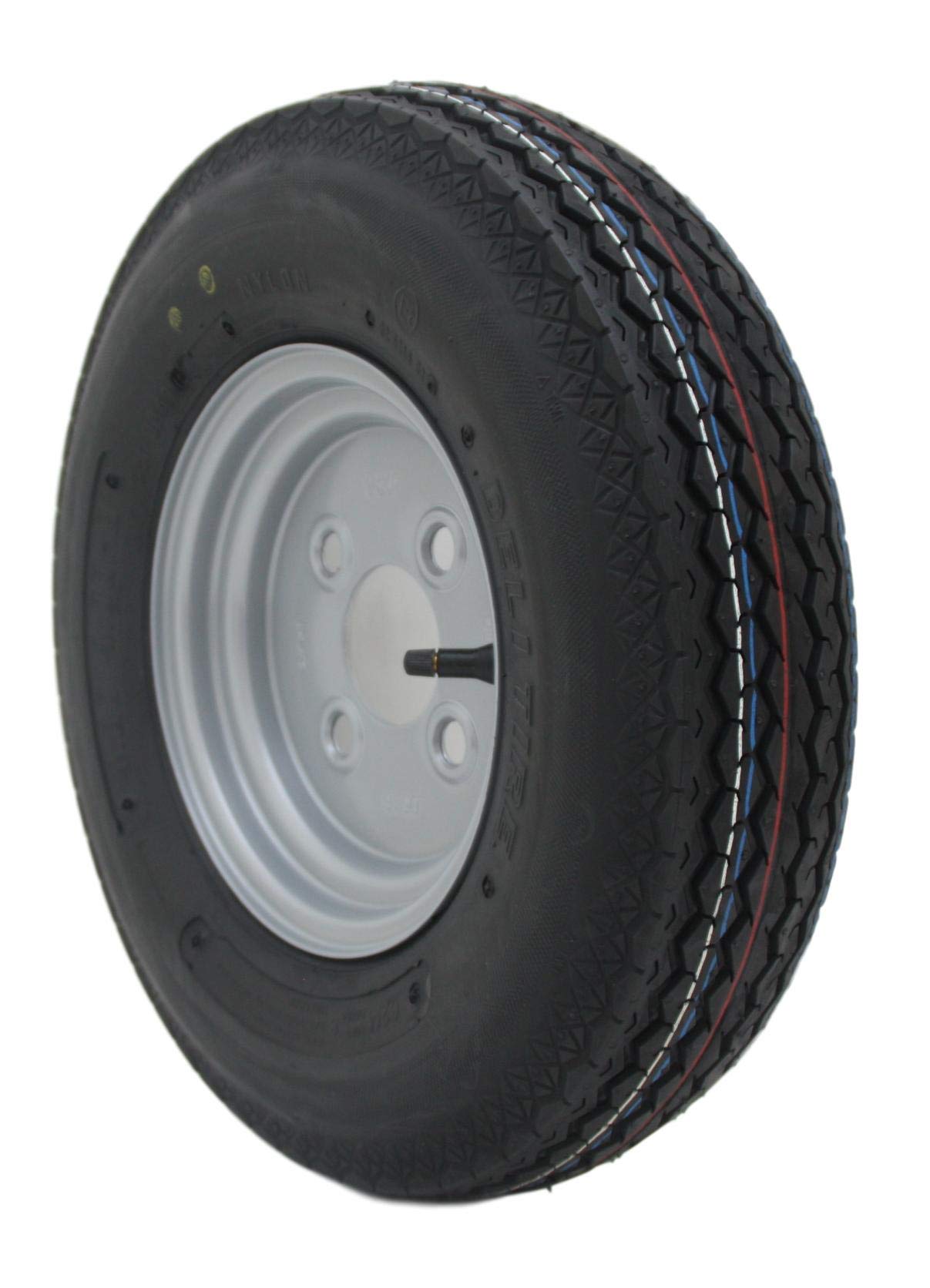 2 Stück Anhänger Deli Reifen Ersatzrad für Stema DDR Komplettrad 4.00-8/4.80-8 4PR 70M Rad inklusive 8x Kegelradschrauben