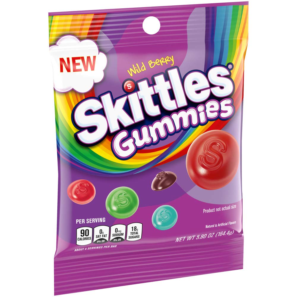 SkittlesWild Berry Gummy Candy, 5.8 oz Bag (Pack of 12)