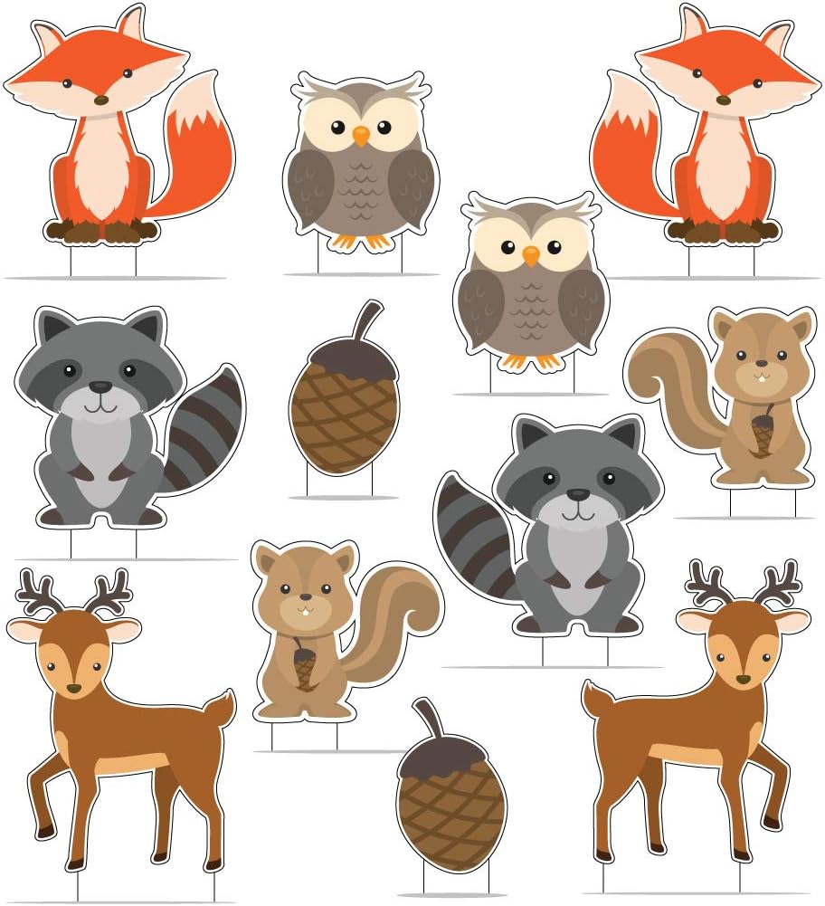 VictoryStore Baby Shower Decorations - Woodland Creatures Baby Shower Pathway Markers Includes stakes