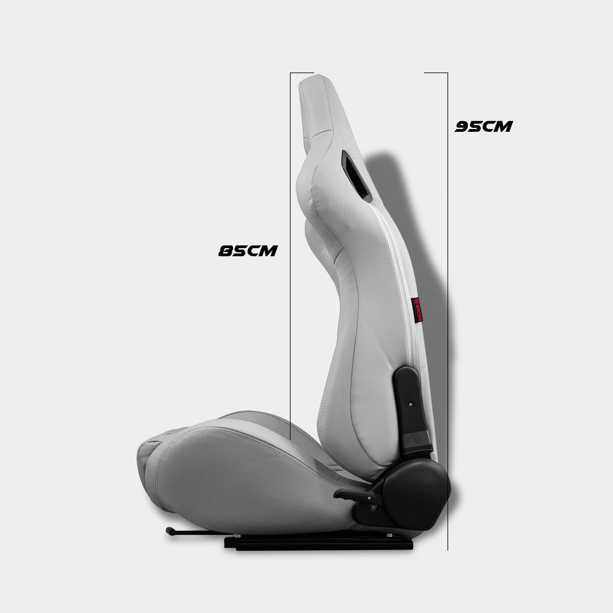 M MODAUTO Semibaquet B.E Cuero Blanco/Detalles en Forma De Figura,Semibaquet Deportivo,Adaptable para Coches,Ríeles Incluidos,para Coche y Simulador de Conducción (N501L)