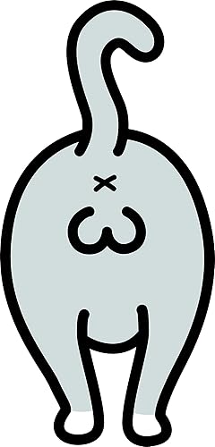 Calcomanía de vinilo de dibujos animados de gatito y gato (2 pulgadas de alto, gris)